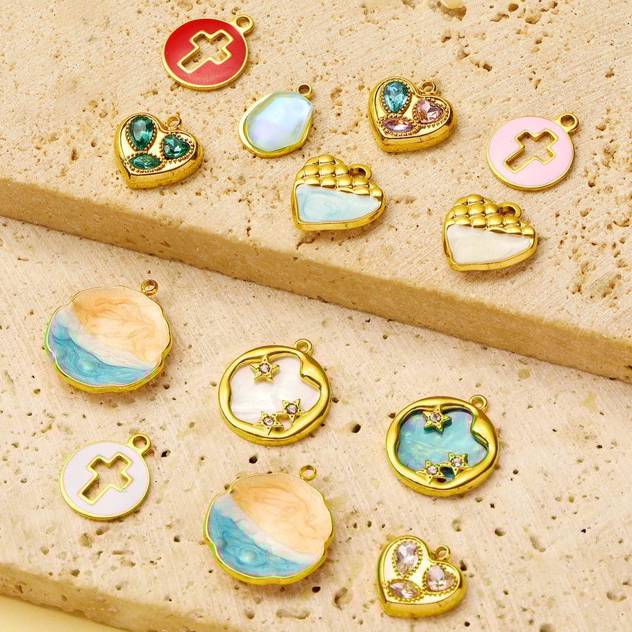 1 Piece Classic Series DIY Cross Stainless Steel Gold Color Women's Pendants h5Picture4