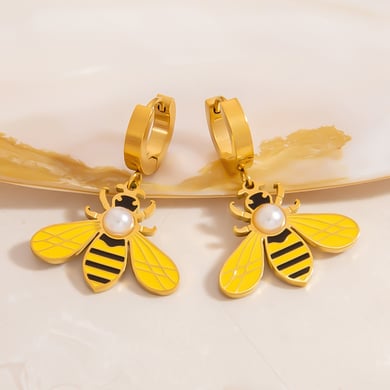 Pendientes geométricos de acero inoxidable color dorado para mujer h5 Imagen4