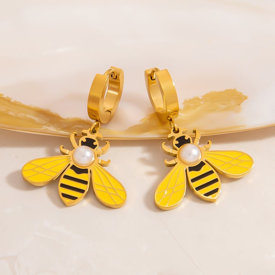Pendientes geométricos de acero inoxidable color dorado para mujer Imagen4