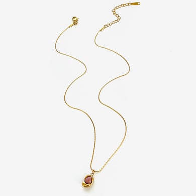 Collana con ciondolo in pietra naturale color oro in acciaio inossidabile da 1 pezzo h5 