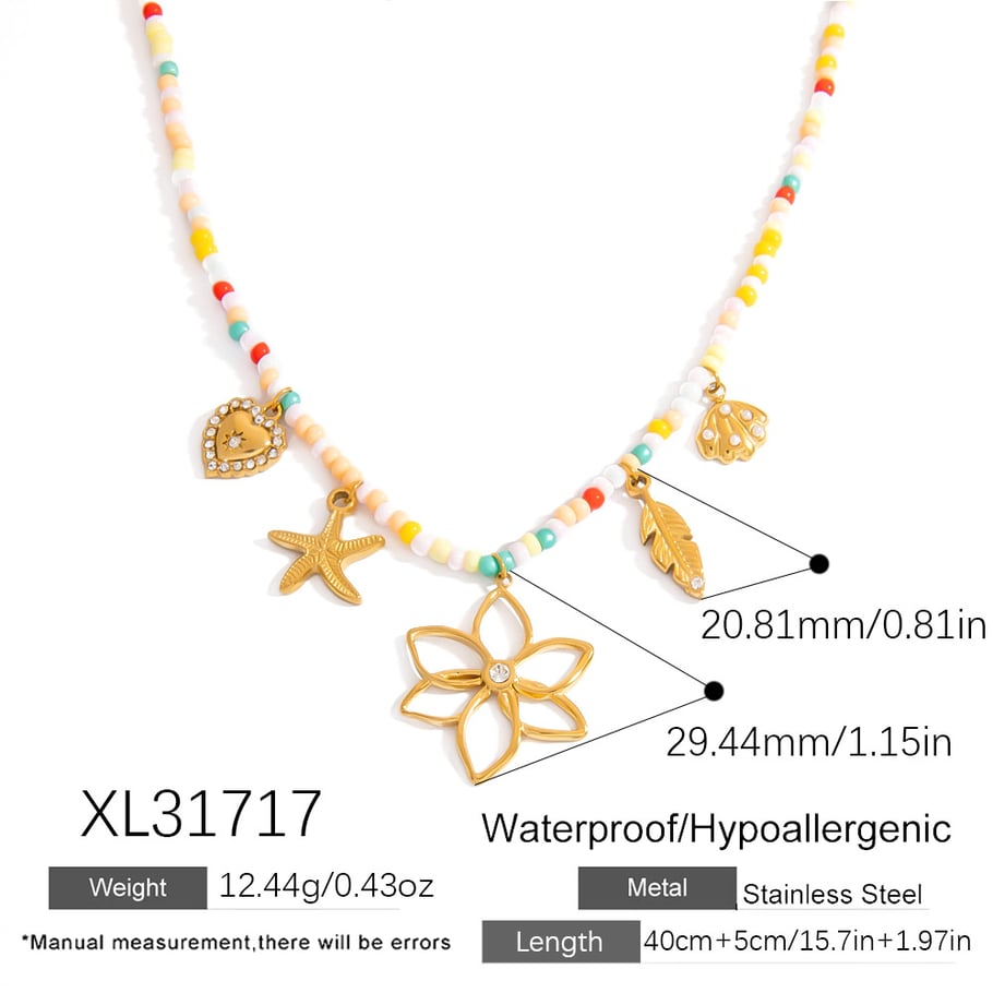 1 Piece Flower Charm Beaded Necklace Picture2