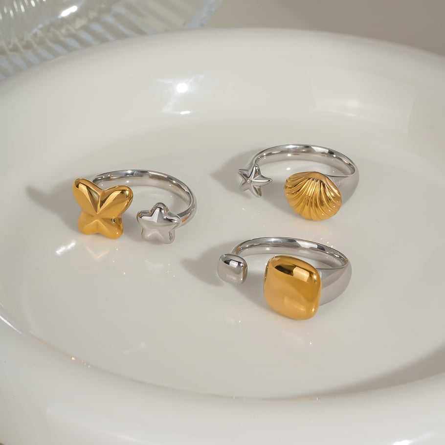 1 anello con dichiarazione in acciaio inossidabile color oceano Immagine3