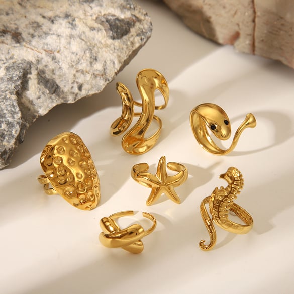 1 Stück verstellbare Ringe aus Edelstahl in Goldfarbe 2