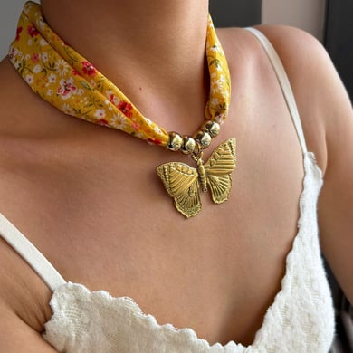 Collana con ciondolo a forma di farfalla in acciaio inossidabile color oro, 1 pezzo h5 Immagine2