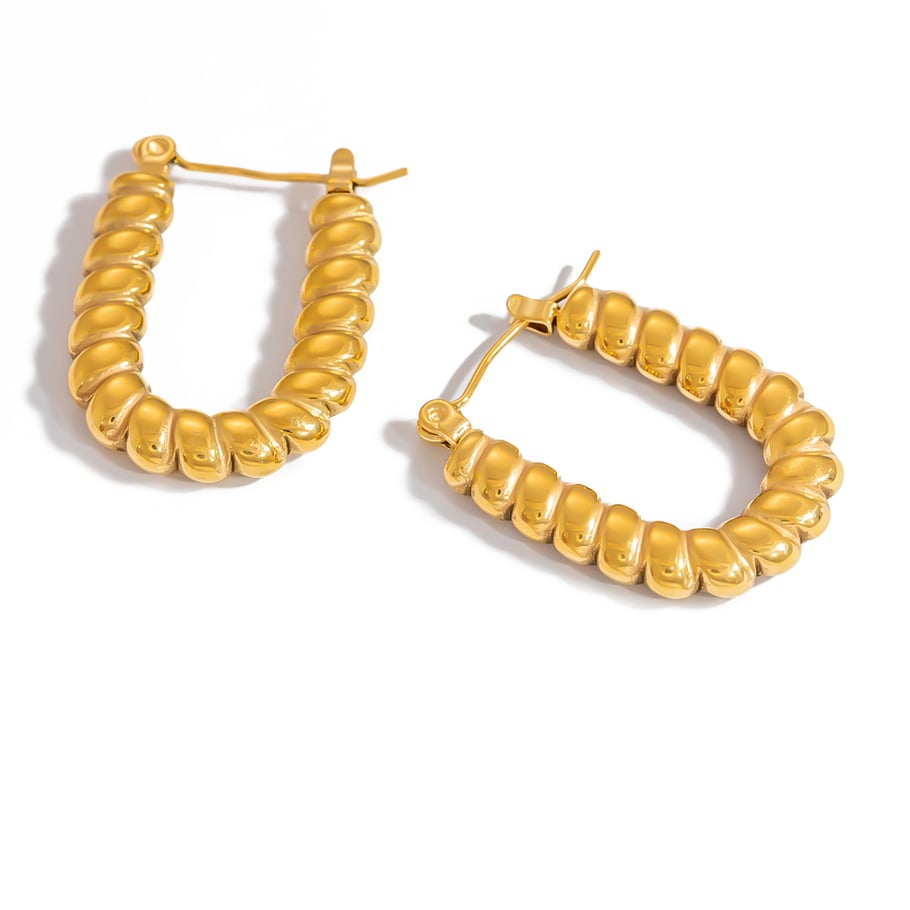 1 Pair Stainless Steel Gold Color Hoop Earrings 
