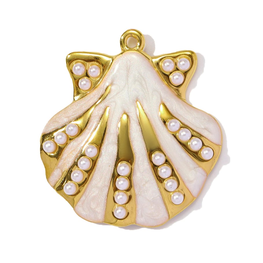 1 pieza de colgantes de acero inoxidable dorados con conchas de la serie romántica DIY para mujer 