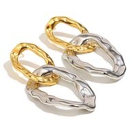 Boucles d&#39;oreilles créoles martelées - Deux couleurs 