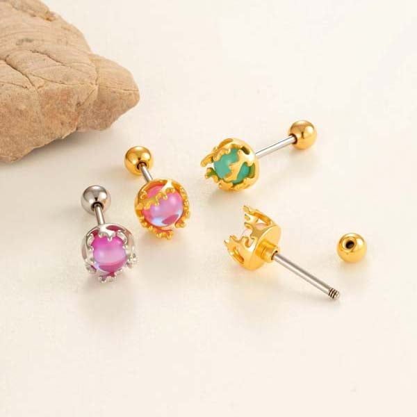 1 Piece Colorful Globular Copper Gold Color Women's Piercings Earrings Picture3