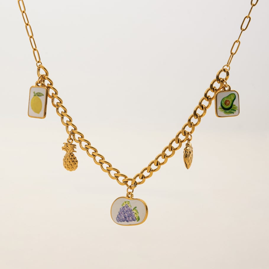 1 Piece Romantic Fruits Stainless Steel Gold Color Women's Pendant Necklaces h5Picture5