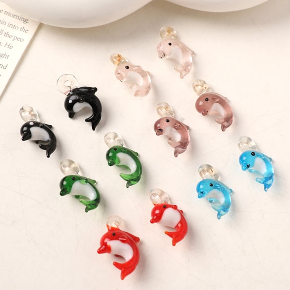 1 stuk eenvoudige serie schattige dieren glazen sieraden kralen