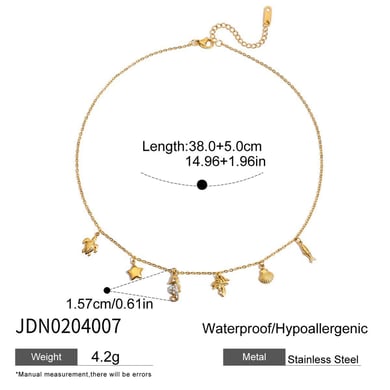 Collier avec pendentif coquillage en acier inoxydable doré pour femme, 1 pièce h5 Image2