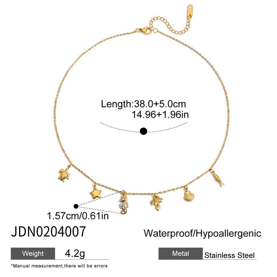 Collier avec pendentif coquillage en acier inoxydable doré pour femme, 1 pièce Image2