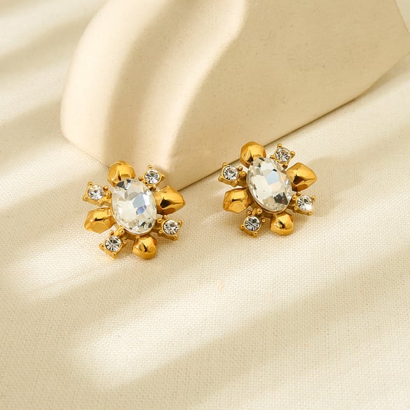 Luxurious Series Elegant Geometric Stainless Steel Women's Stud Earrings