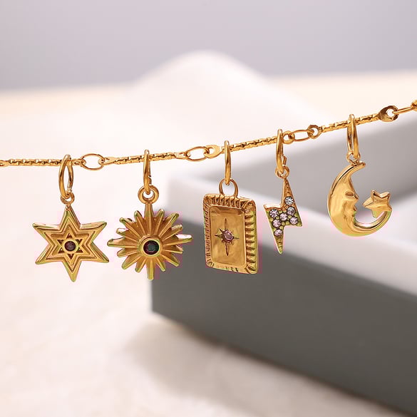 1 Piece Simple Stainless Steel Gold Color DIY Pendant