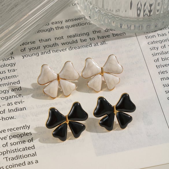 1 Pair Simple Bow Knot Stainless Steel Gold Color Stud Earrings