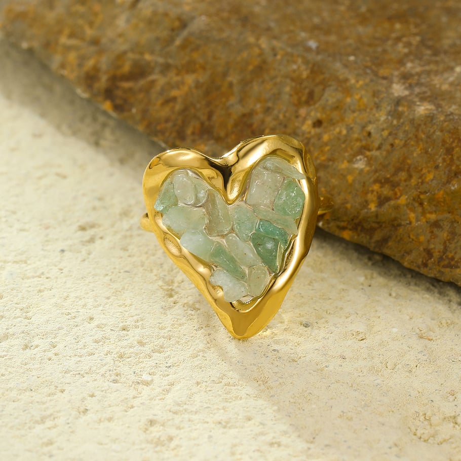 Heart Stainless Steel Gold Color Women's Adjustable Rings h5Picture3