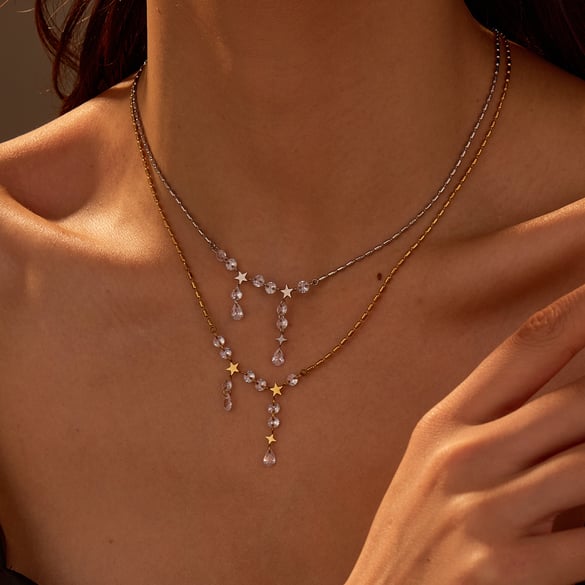 Simple Sweet Star Stainless Steel Women's Chain Necklaces