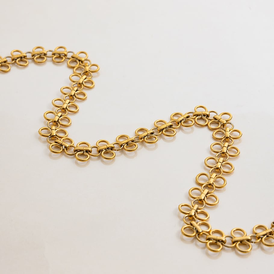 1 paire de colliers à chaîne en acier inoxydable doré pour femme, design original, motif trèfle Image4