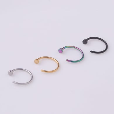 1 par de piercings para la nariz de acero inoxidable dorados con diseño geométrico simple para mujer h5 Imagen5