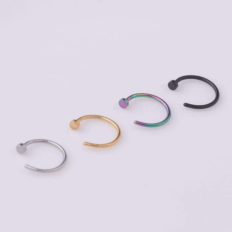 1 par de piercings para la nariz de acero inoxidable dorados con diseño geométrico simple para mujer Imagen5