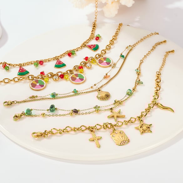 1 Piece Daily Fruits Stainless Steel Gold Color Women's Charm Bracelets