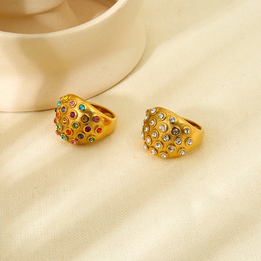 Luxurious Retro Geometric Stainless Steel  Gold Color  Statement Rings Picture4