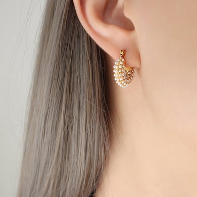 Pendientes elegantes de acero inoxidable para mujer de la serie Luxury h5 Imagen2