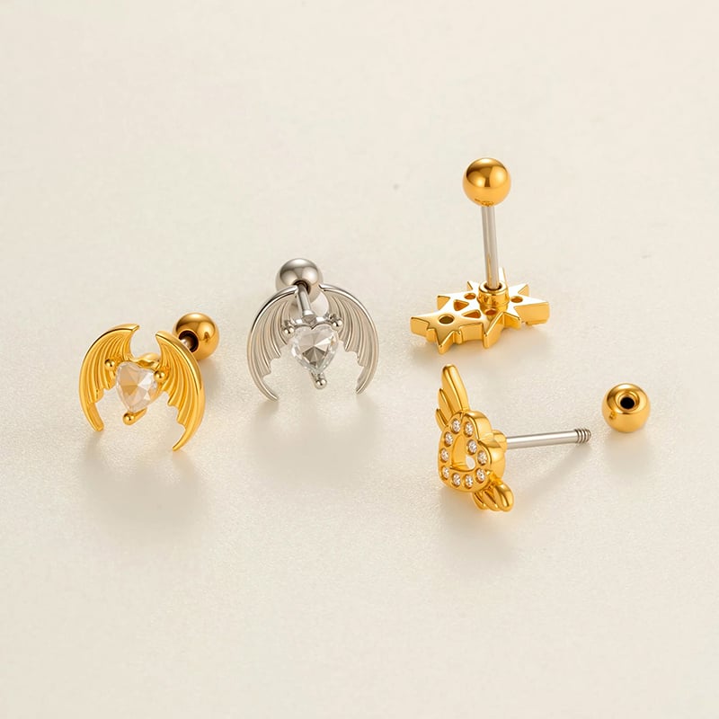 1 Stück gestaltbare Swing Kupfer Gold Farbe Zirkon Damen Piercings Ohrringe Bild3