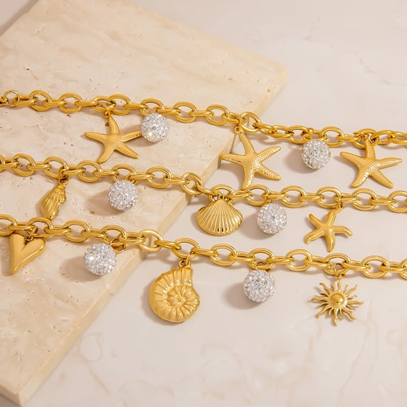 Casual Turtle Stainless Steel  Gold Color Women's Charm Bracelets 2