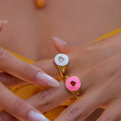 1 Stück bunte Herz Edelstahl Gold Farbe Statement Ringe h5 Bild3