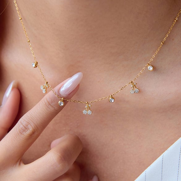1 Piece Romantic Series Cherry Stainless Steel Gold Color Women's Pendant Necklaces