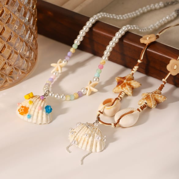 Vacation Turtle Stainless Steel Gold Color Shell Women's Pendant Necklaces