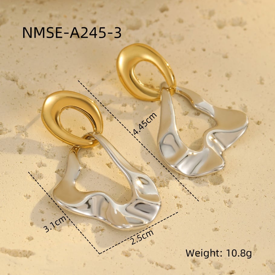 Elegant Geometric Stainless Steel Gold Color Women's Dangle Earrings