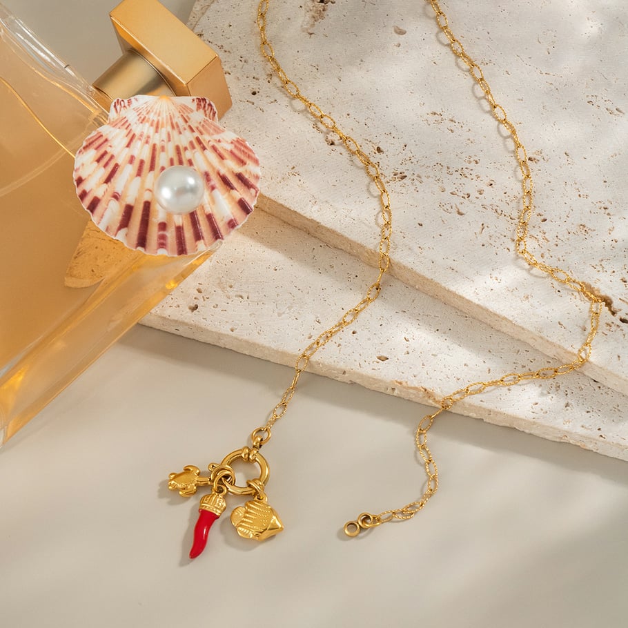 1 Piece Chill Charm Stainless Steel  Gold Color Pendant Necklace Picture3