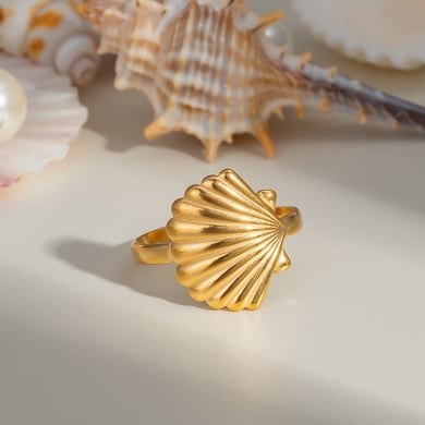 1 anello in acciaio inossidabile color oro a forma di stella marina h5 Immagine4