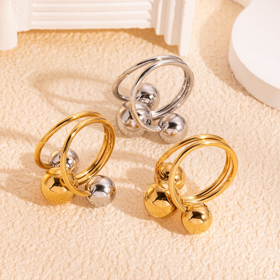 1 anello statement in acciaio inossidabile color oro Immagine2