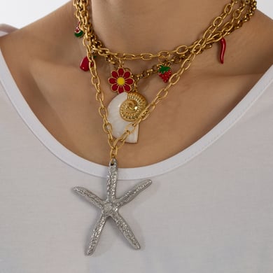 1 stuk Oceanic Series Daily Starfish roestvrijstalen dameshangerkettingen h5 Afbeelding3