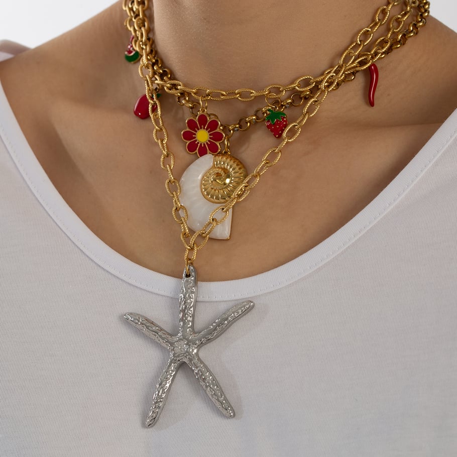 1 stuk Oceanic Series Daily Starfish roestvrijstalen dameshangerkettingen Afbeelding3