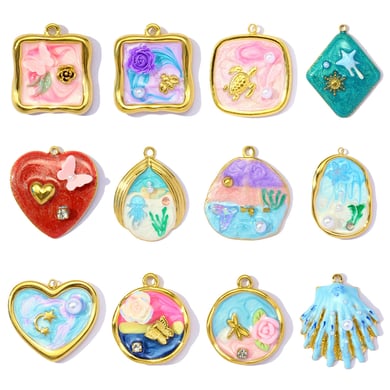 1 pieza de lujosa serie DIY Flor de acero inoxidable color dorado colgantes para mujer h5 Imagen4