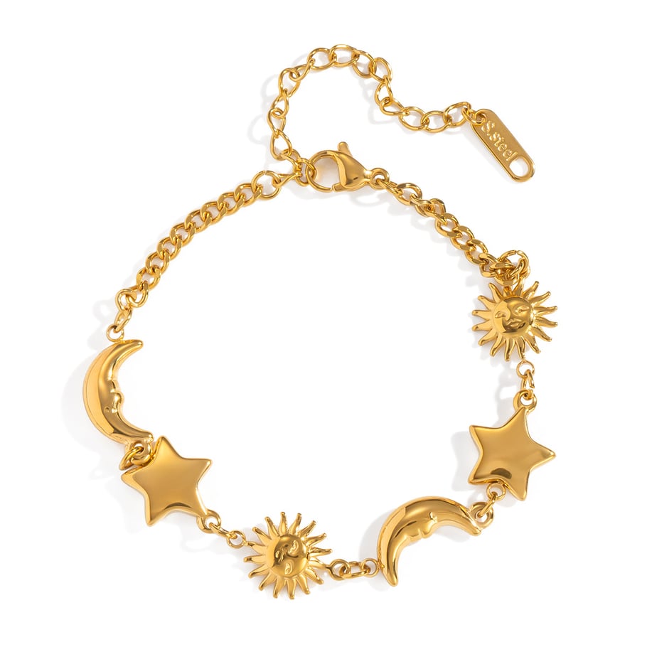 1 Piece Moon Stainless Steel Gold Color Charm Bracelet Picture5