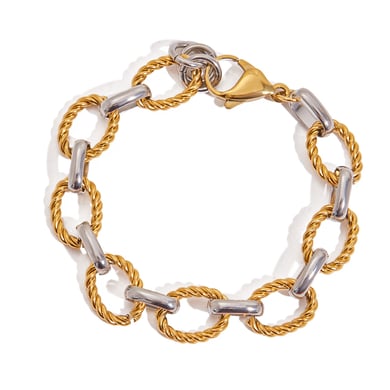 1 Stück Simple Series Daily Twist Edelstahl Goldfarben Damen Kettenarmbänder h5 