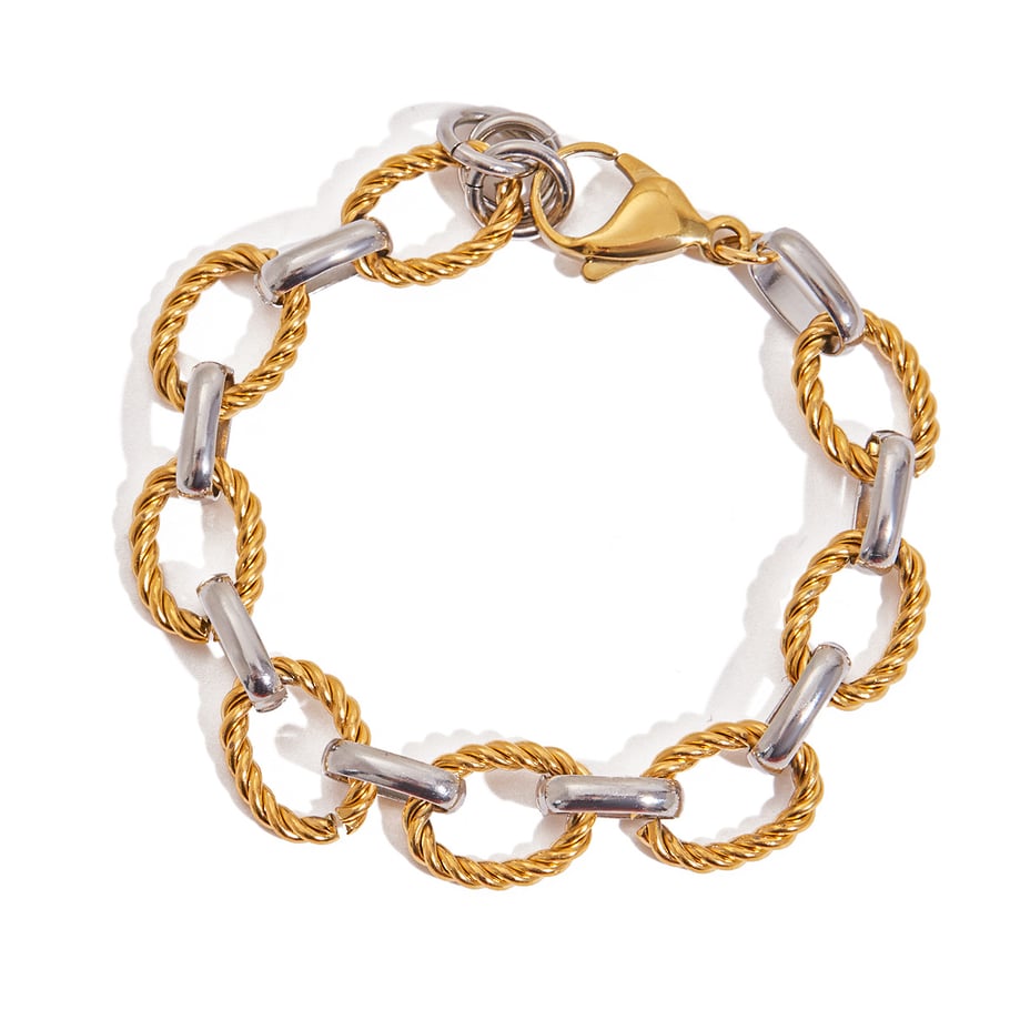 1 Stück Simple Series Daily Twist Edelstahl Goldfarben Damen Kettenarmbänder 