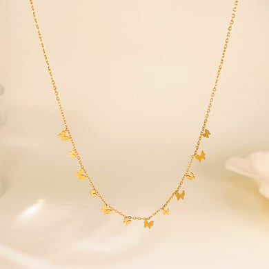 1 Stück Schmetterling Edelstahl Gold Farbe Damen Anhänger Halsketten h5 Bild5
