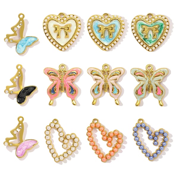 1 Piece Romantic Series DIY Butterfly Stainless Steel Gold Color Women's Pendants 2