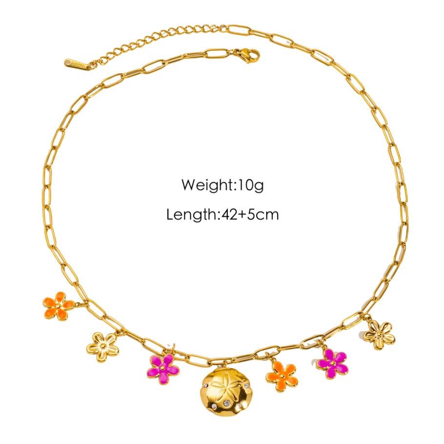 Eleganti collane con ciondolo a forma di fiore in acciaio inossidabile color oro da donna 