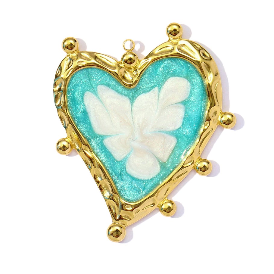1 Piece Romantic Series DIY Heart Stainless Steel Gold Color Women's Pendants 