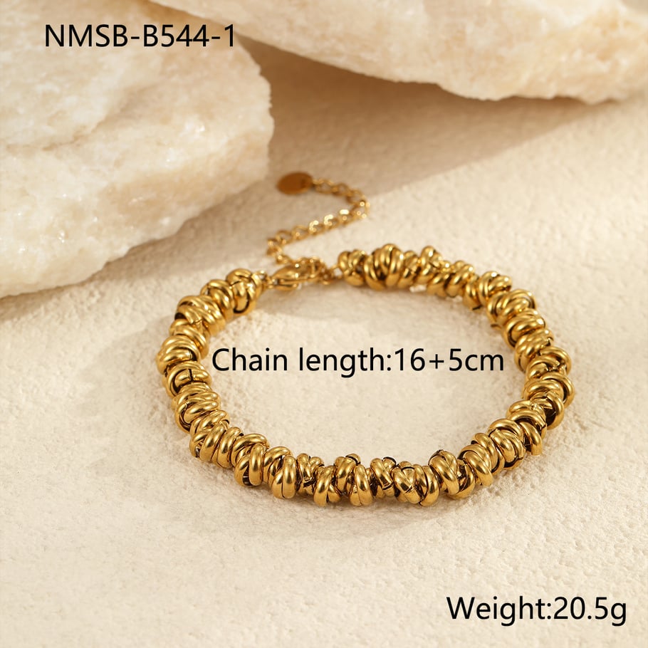 Casual Geometric Stainless Steel  Gold Color Women's Chain Bracelets 