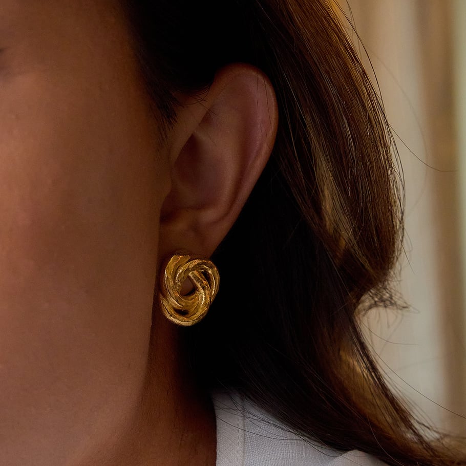 1 paire de boucles d&#39;oreilles à tige classiques torsadées en acier inoxydable couleur or pour femme Image5