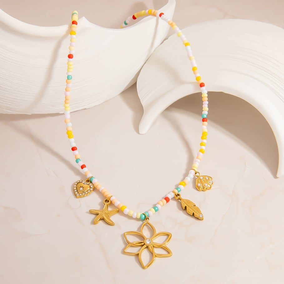 1 Piece Flower Charm Beaded Necklace Picture5