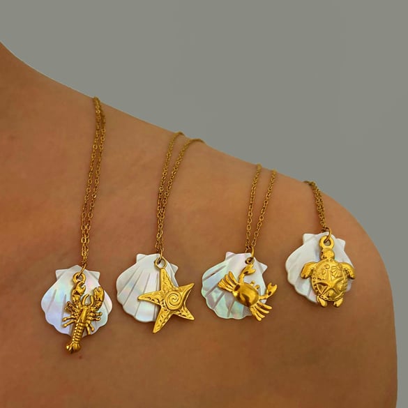 1 Piece Stainless Steel Gold Color Pendant Necklace